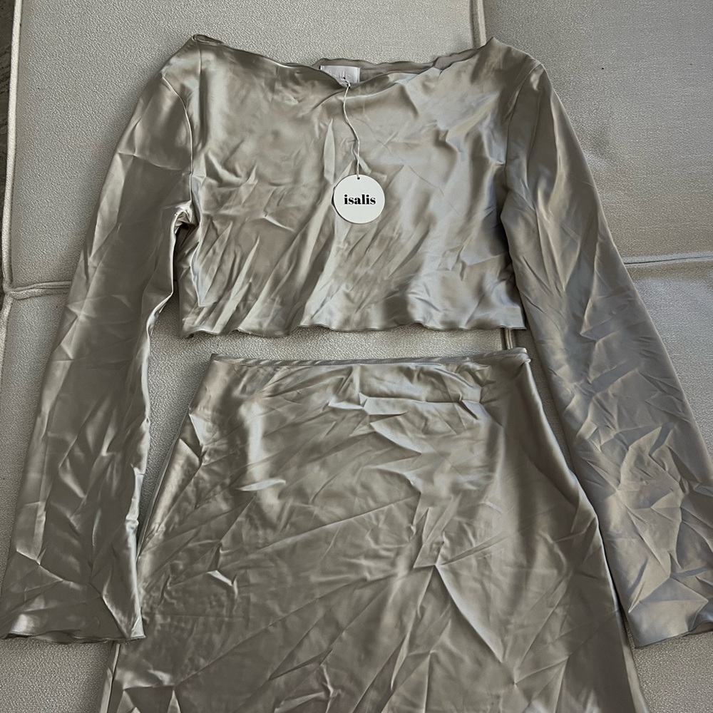 Silk skirt set silver